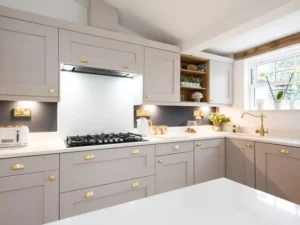 グレーアルミキッチンキャビネット